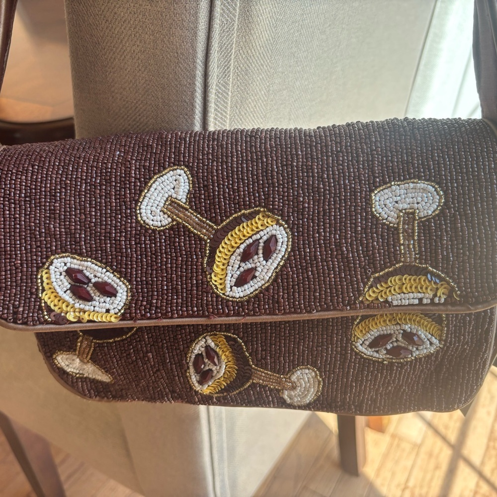 Viral Beaded Brown Martini Shoulder Bag